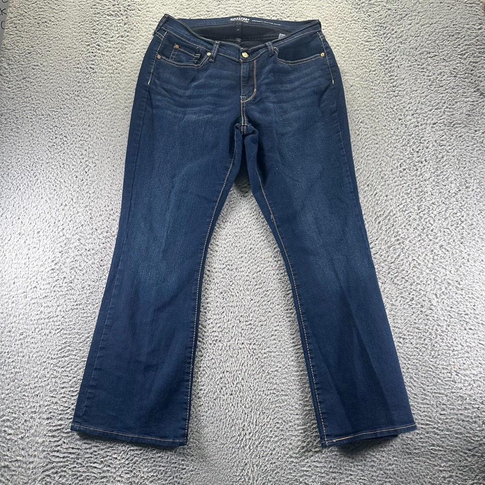 Signature by Levi Strauss Jeans Women's 14 Blue Cotton Denim Bootcut Curvy Faded